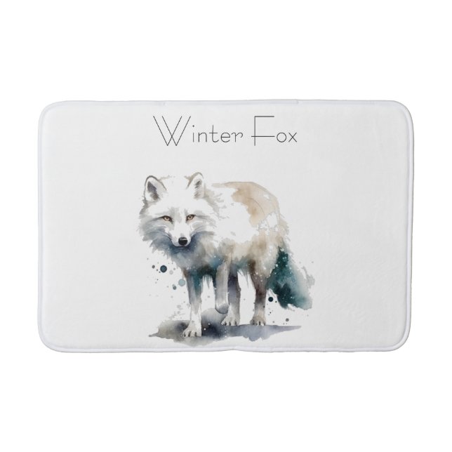 Arktische Schönheit: Winter Fox Custom Badematte (Vorderseite)
