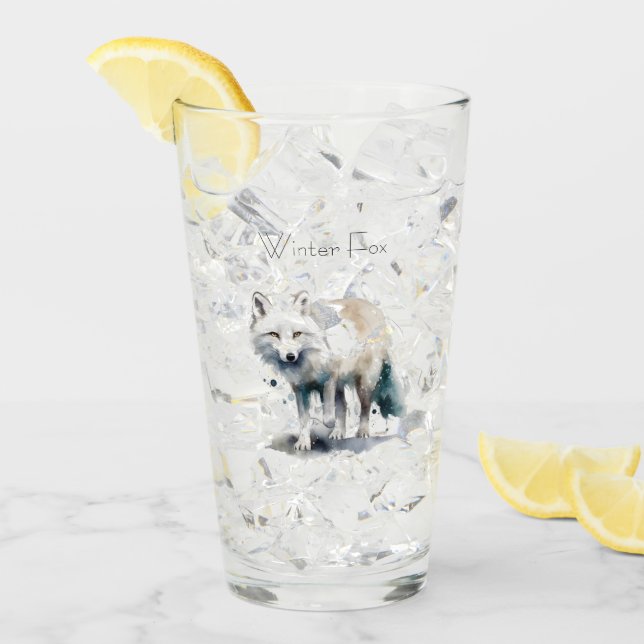 Arktische Schönheit: Winter Fox Custom Glas (Vorderseite Ice)