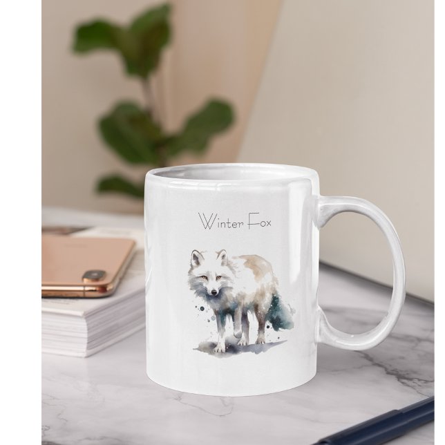 Arktische Schönheit: Winter Fox Custom Zweifarbige Tasse (Von Creator hochgeladen)