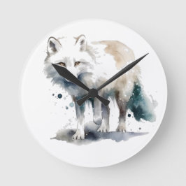 Arktische Schönheit: Winter Fox Runde Wanduhr