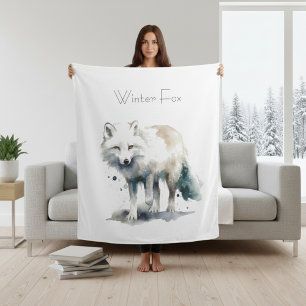 Arktische Schönheit: Winterfuchs individuell Fleecedecke