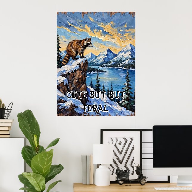 Arktische Sicht: Raccoon Über dem Eisbound Lake Poster (Heimbüro)