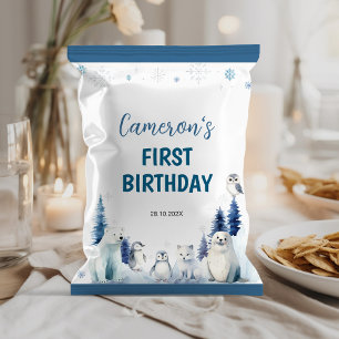 Arktische Tiere 1. Geburtstag Chip Bag Wrapper Flyer