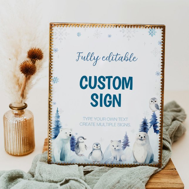 Arktische Tiere Blue Winter Geburtstag Custom Sign Poster (Von Creator hochgeladen)