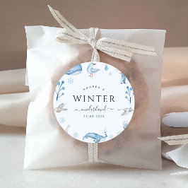 Arktische Tiere Blue Winter Onederland 1. Geburtst Runder Aufkleber