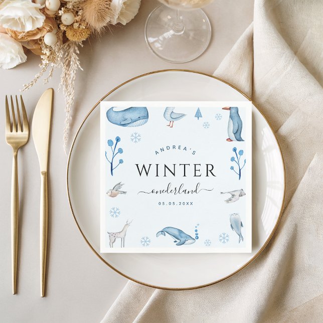 Arktische Tiere Blue Winter Onederland Napkins Serviette (Von Creator hochgeladen)