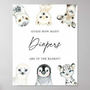 Arktische Tiere schätzen, wie viele Windeln zeichn Poster