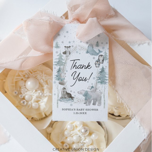 Arktische Tiere Winter Baby Dusche Danke Tags Geschenkanhänger (Von Creator hochgeladen)
