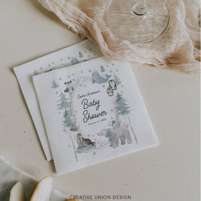 Arktische Tiere Winter Baby Dusche Napkins Serviette (Von Creator hochgeladen)