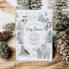 Arktische Tiere Winter Baby Shower Einladungskarte Einladung