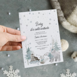 Arktische Tiere Winter Baby Shower Einladungskarte Einladung