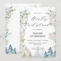 Arktische Tiere Winter Onederland 1. Geburtstag