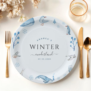 Arktische Tiere Winter Onederland-Teller Pappteller