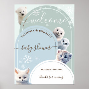 Arktische Tiere Winter Thema Willkommen Poster