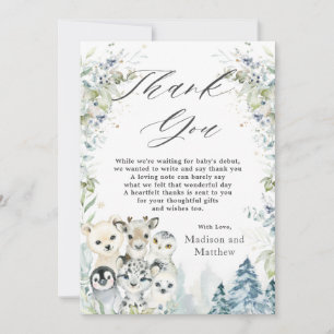 Arktische Tiere Winter Wonderland Babydusche Dankeskarte