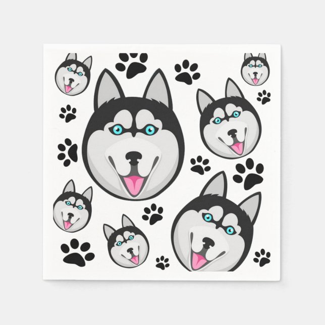 Arktische Welpe Siberian Husky Big Sled Dog Serviette (Vorderseite)