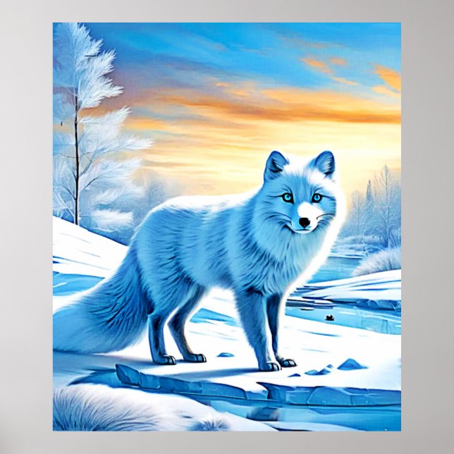 Arktische Winterfoxschnee Poster (Vorne)