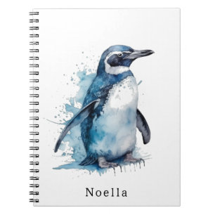 Arktischer Azurblauer Wasserfarben-Pinguin, indivi Notizblock