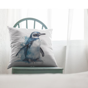  Arktischer Azurblauer Wasserfarben-Pinguin  Kissen