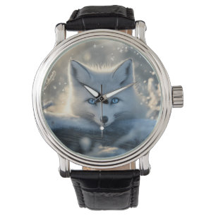 Arktischer Fox mit mesmerisierenden blauen Augen Armbanduhr