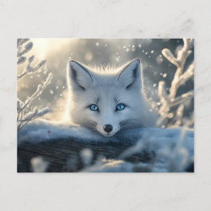 Arktischer Fox mit mesmerisierenden blauen Augen Postkarte