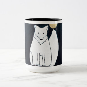 Arktischer Fox mit Mondlicht-Tasse Zweifarbige Tasse
