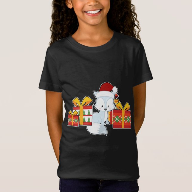 Arktischer Fox mit Weihnachtsmannmütze - Niedliche T-Shirt (Vorderseite)
