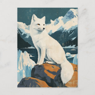 Arktischer Fuchs im Vintage-Stil Postkarte