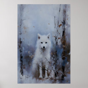 Arktischer Fuchs Winter Schnee Landschaft, Düstere Poster