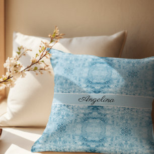 Arktischer Komfort   Blau-weißes Feder-Muster Kissen