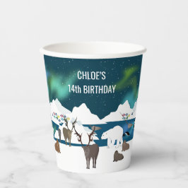 Arktischer Polar Bear Reindeer Walrus Orca Narwhal Pappbecher