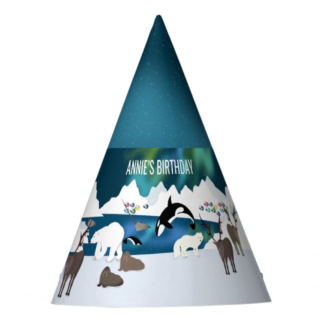 Arktischer Polar Bear Reindeer Walrus Orca Narwhal Partyhütchen (Vorderseite)