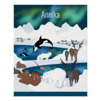 Arktischer Polar Bear Reindeer Walrus Orca Narwhal