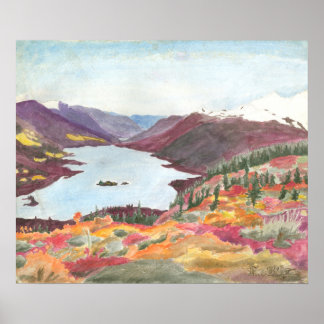 Arktischer See im Herbst Farbe Wasser: Drucken Poster