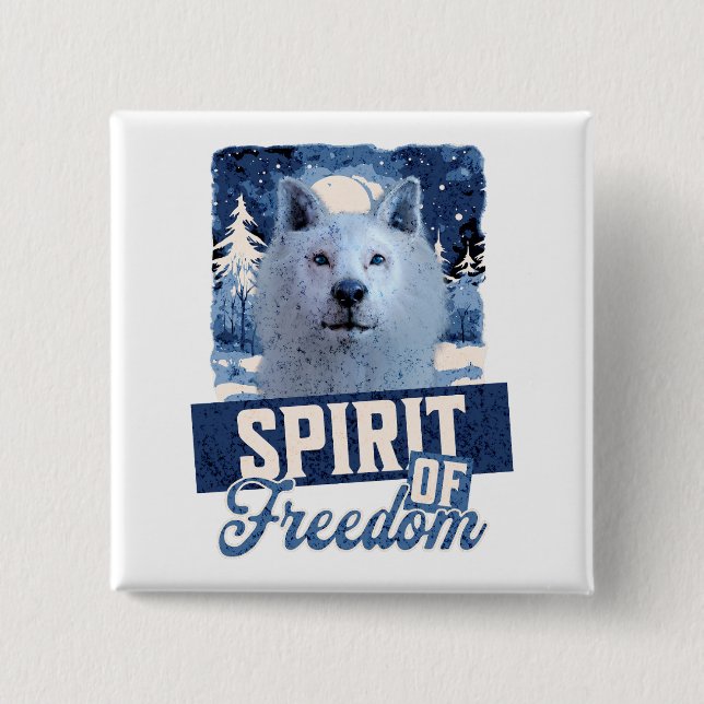 Arktischer Wolf Geist der Freiheit Wildlife Design Button (Vorderseite)