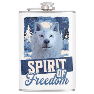 Arktischer Wolf Geist der Freiheit Wildlife Design Flachmann