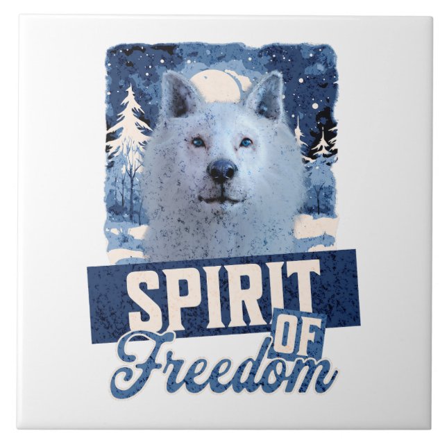 Arktischer Wolf Geist der Freiheit Wildlife Design Fliese (Vorderseite)