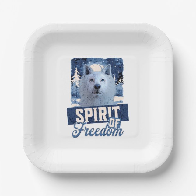 Arktischer Wolf Geist der Freiheit Wildlife Design Pappteller (Vorderseite)