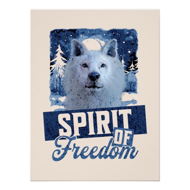 Arktischer Wolf Geist der Freiheit Wildlife Design Poster (Vorderseite)