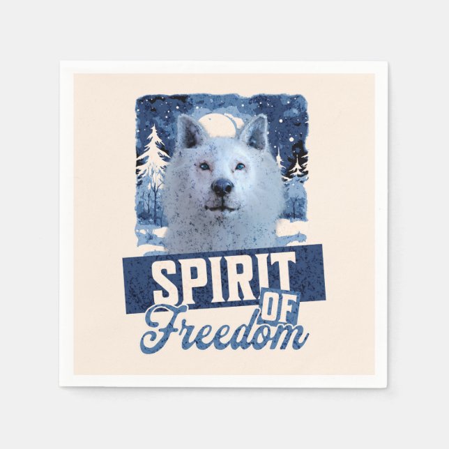 Arktischer Wolf Geist der Freiheit Wildlife Design Serviette (Vorderseite)