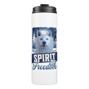Arktischer Wolf Geist der Freiheit Wildlife Design Thermosbecher