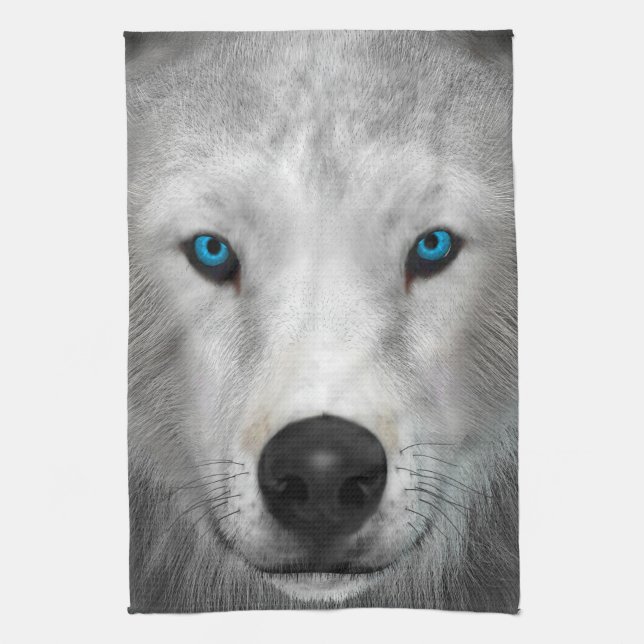 Arktischer Wolf Geschirrtuch (Vertikal)