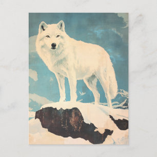 Arktischer Wolf im Vintage-Stil Postkarte