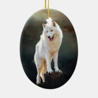 Arktischer Wolf Keramik Ornament