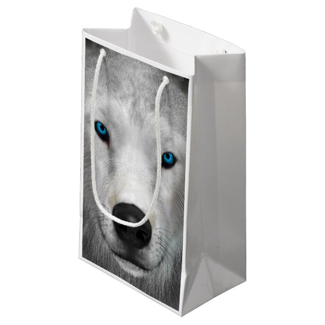 Arktischer Wolf Kleine Geschenktüte (Vorderseite Schrägansicht)