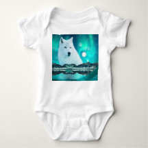 Arktischer Wolf und zauberhafte Nacht mit Nordlich