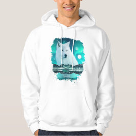 Arktischer Wolf und zauberhafte Nacht mit Nordlich Hoodie
