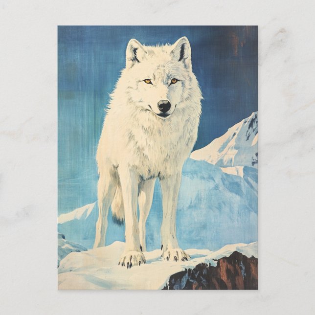 Arktischer Wolf Vintag Postkarte (Vorderseite)