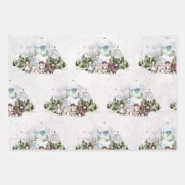 Arktisches Abenteuer im Nordlichtwald Geschenkpapier Set