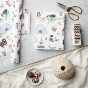 Arktisches Abenteuer Nordlichter Geschenkpapier